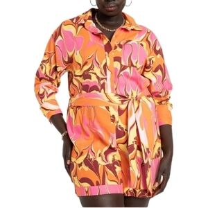 ELOQUII linen romper NWT bold vacation